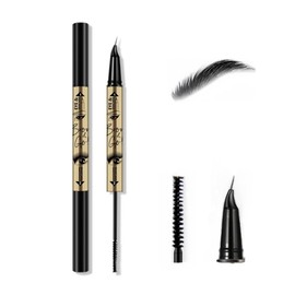 Multifunction Mascara with Eyebrow Pencil Eyeliner, Black Mascara Small Brush for Tiny and Lower Eyelashes, 3 Colors Option Ultra-Fine Tip Eyebrow Pen Eyeliner, Waterproof, Long-Lasting (Black)