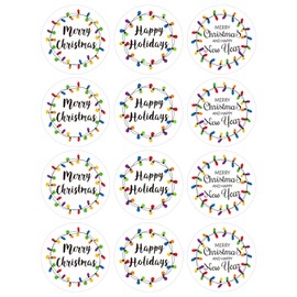 Lucleag 360PCS Christmas Lights Stickers for Kids, Christmas Holiday Lights Stickers for Envelope Greeting Cards, Christmas New Year Envelopes Seals Stickers Gift Present Wrap Decoration, 1.5inch