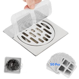 50 Pcs Disposable Shower Drain 4" X 4" Hair Catcher Mesh Stickers Drain Covers Disposable Drain Covers for Bathroom Bathtub, Shower Drain Mesh Stickers Hair Filter Hair Catcher Shower Drain Protector