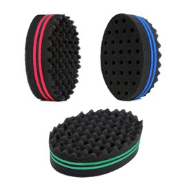 AUHOTA Hair Brush Hair Sponge Magic Twist Premium Hair Sponge Brush Double Barber Curler with Small Holes Hair Styling Tool for Dreads Locking Coil Afro Curl Wave Hair Care Pack of 3