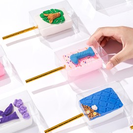 SLShePack 24PCS Rice Krispie Treat Boxes with Hole Cakesickle Boxes Candy Boxes Party Favors (3.5"x 2.4"x 1.38")