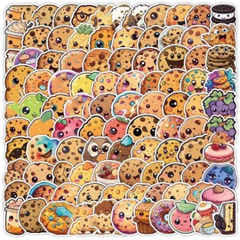 Cookie Stickers 100 Pcs Waterproof Cute Food Stickers Vinyl Cartoon Cookies Stickers for Laptop Water Bottle Guitar Helmet Luggage Skateboard Phone Computer Cars