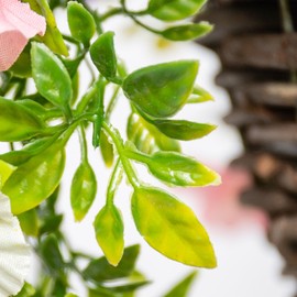 Primrose Premium Large Artificial Outdoor Hanging Baskets With Flowers (White, Purple & Pink Petunia, Set of 1)