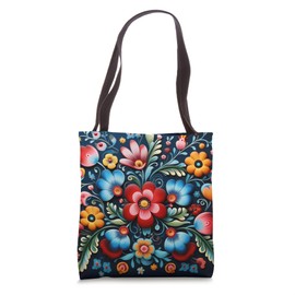 Traditional Norwegian Rosemaling Folk Art Tote Bag
