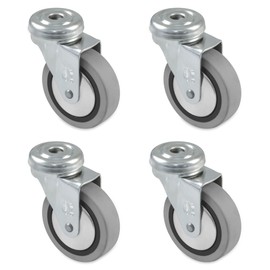 Amig Set of 4 Furniture Castors Model 2504 with Hole and Bearings 30mm Maximum Load per Castor 15kg Made of Rubber Grey without Brake