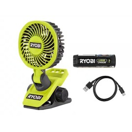 RYOBI - USB Lithium Clamp Fan Kit with 2.0 Ah USB Lithium Battery and Charging Cable- FVF51K