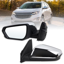 Lqito Left Driver Side Mirror Compatible With 2018 2019 2020 2021 2022 2023 2024 Chevy Equinox With Manual Folding Power Glass Heated Chrome Replace#84225382(5Pins)