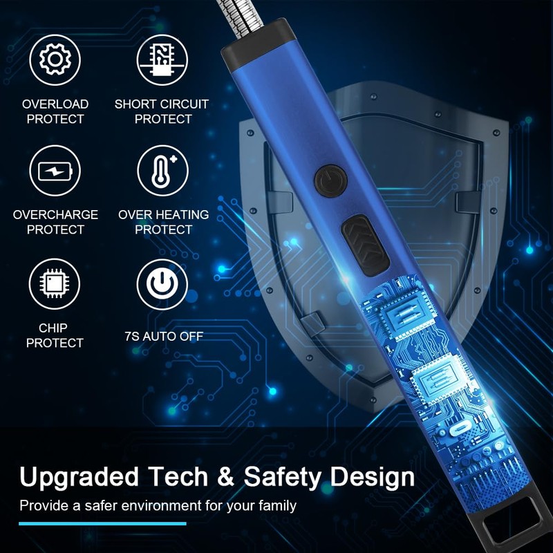 SUPRUS Rechargeable Candle Lighter Electric Arc Triple Safety Long Lighter