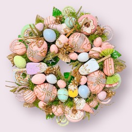 Holiday Tree Easter Pastel Sweet Wreath – Handcrafted Easter Wreath with Jeweled Eggs, Popsicles & Ice Cream Accents for Playful Easter Decor