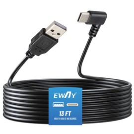 EWAY USB C Dash Cam Power Cord (13FT/4M), 90 Degree USB-A 2.0 to Type-C Cable REQUIRES 2.5A Input - USBC Replacement Power Supply for Front Rear View Mirror Dashcam Dashboard Recorder Recording Camera