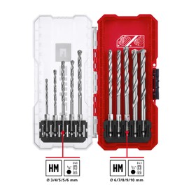 Original Einhell S-CASE 10-Piece Masonry Drill Bit Set (According to DIN 10083-2 Made of Tool Steel, E 6.3 Shank, Inserted Carbide Plate, Roll-Rolled Spindle Including Storage Box)