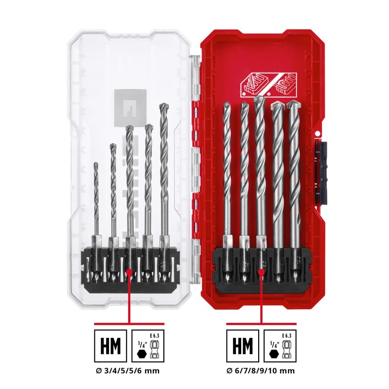 Original Einhell S-CASE 10-Piece Masonry Drill Bit Set (According to