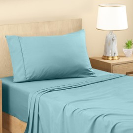 Utopia Bedding Twin Sheets Set - Brushed Microfiber - Soft Bed Sheets for Twin Size Bed Set - Includes 1 Fitted, 1 Flat, & 1 Pillow Case - Deep Pocket (Spa Blue)