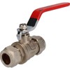 2pk 15mm Lever Ball Valve Blue & Red Handle Brass