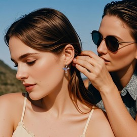 AXOMY American Patriotic Flag Earrings 925 Sterling Silver USA Flag Earrings America Independence Day 4th of July Patriotic Jewelry Gifts for Women