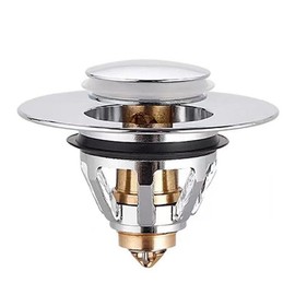 CENPEK Universal Edition Stainless Steel Bullet Core Push Type, Stainless Steel Push-Type Bounce Core Copper Stopper, No Overflow Pop Up Sink Drain Stopper with Basket