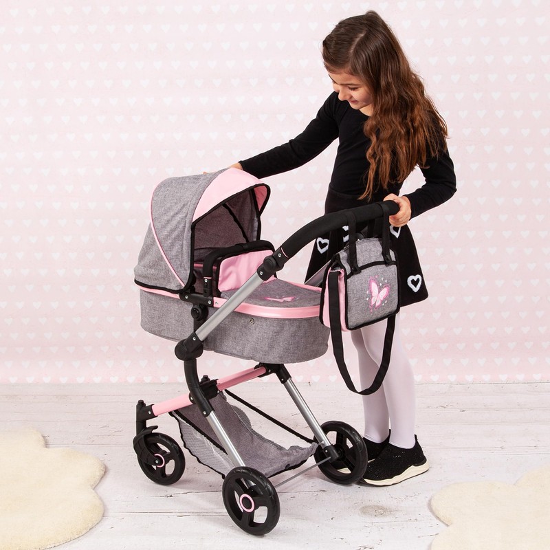 Bayer Design: Pram City Vario Stroller - Gray & Pink