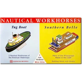PLATZ GLENCO MODEL BOAT SET 1/100 Tugboat & 1/400 Riverboat Plastic Model GM03302 (Ship)