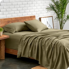 Bare Home Queen Sheet Set - Luxury 1800 Ultra-Soft Microfiber Queen Bed Sheets - Double Brushed - Deep Pockets - Easy Fit - 4 Piece Set - Bedding Sheets & Pillowcases (Queen, Olive)