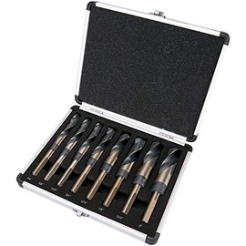 XtremepowerUS 8PC HSS Silver and Deming Drill Bits Set with Metal Case