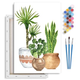 Yezavesu Framed Paint by Numbers Kit for Adults Beginner & Kids Ages 8-12, Easy Green Plant Paint by Numbers with Frame, DIY Number Painting for Adults Plants for Home Wall Decor Gift 8X 12 inch