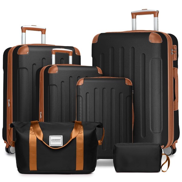LARVENDER Luggage Sets 6 Piece Hardside Expandable Suitcase Set with
