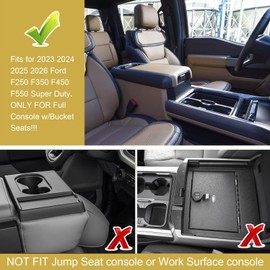 X-TKER Center Console Organizer Insert Tray Compatible with 2023-2025 2026 Ford F250 F350 F450 F550 Super Duty Accessories, Armrest Storage Box Secondary Compartment (Full Console w/Bucket Seats ONLY)