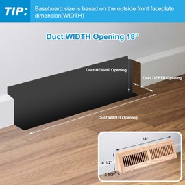 Glooglitter 2 Pcs 18 Inch Wooden Baseboard Register Vent Diffuser Finished Floor Vent Cover Decorative Red Oak Baseboard Air Supply HVAC for Home Floor
