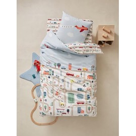 Vertbaudet Children's Bed Linen Set City Beige Printed 140 x 200 cm Pillow 63 x 63 cm