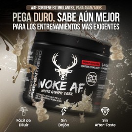 Bucked Up Woke AF Pre Entreno Pre Workout | Estimulantes + Beta Alanina + Citrulina + Cafeina Anhidra Microencapsulada| Entrenamiento, Energía, Desempeño y Vascularidad| Delicioso Sabor: White Gummy