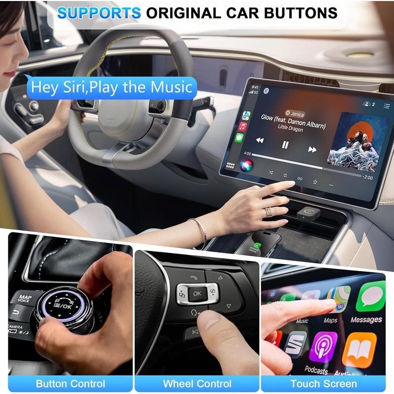 2 in 1 Wireless Apple CarPlay Adapter, for both Apple