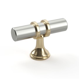 goldenwarm 20 Pack Brushed Nickel and Gold Cabinet Knobs Kitchen Cabinet Knobs Gold Drawer Pull Handles Brushed Nickel Drawer Hardware, Single Hole Handles