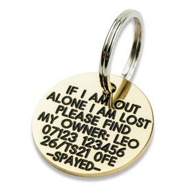 Deeply Engraved Solid Brass 27mm Circular Dog tag