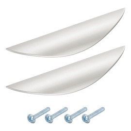 sourcing map 2 Pack Half Moon Cabinet Pull, 3.78" Hole Center Drawer Pulls Zinc Alloy Brushed Cabinet Pull Handles for Kitchen Cupboard Dresser Cabinet Hardware, Silver