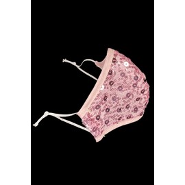Pink Princess Breathable Washable Face Mask - 100% Cotton Face Cover - Made in USA (Adult Pink Sequins)
