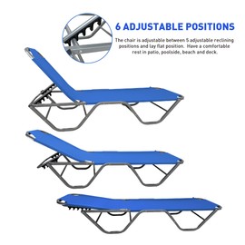 EasyGo Product Chaise Lounger – Aluminum Sun Lounge Chair – Adjustable Outdoor Patio Beach Porch Swing Pool-Five-Position Recliner-Lightweight All Weather, Blue 2 Pack