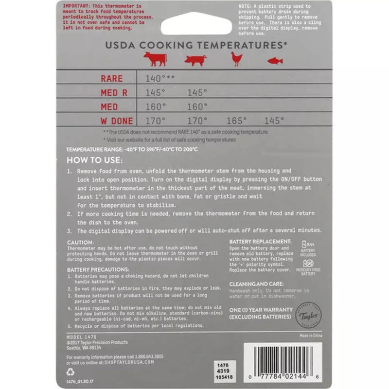 Taylor Compact Digital Folding Thermometer (BRAND NEW AND FACTORY SEALED)