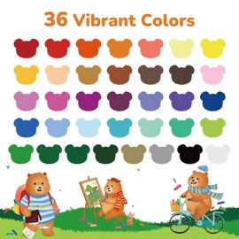 JUPITEARTH Silky Crayons for Toddlers 1-3, 36 Colors Twist Crayons, Non-Toxic, Washable, Easy-Grip Toddler Crayon Set for Ages 4-8, Easter Toddler Coloring Gift for Boys & Girls, Bear-Design