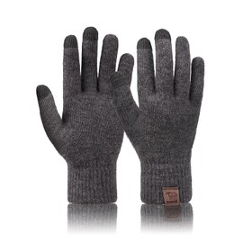 Voqeen 100% Wool Glove Winter Warm Touchscreen Gloves 3 Fingers Touch Screen Texting Mitten Glove for Men Women for Cycling Running Climbing Hiking Outdoor Sports