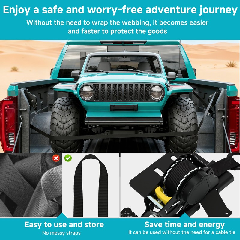 bimiti 2PCS Retractable Tie Down Straps for 2019-2025 Chevy Silverado