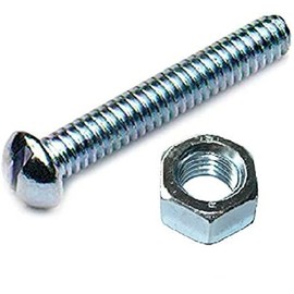 Merriway BH02534 (2 Pcs) Whitworth Slotted Round Head Machine Screws with Nuts, 3/16 inch x 3 inch Bright Zinc Plated - Pack of 2 Pieces