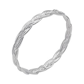 Silverly Sterling Silver Braided Ring - 925 Solid Silver Stacking Rings for Women - Classic Interwoven Double Braid Design - Birthday Gift for Daughter - Simple Boho Jewellery With Knotwork