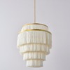 Topaluce 5-Tiered Boho Chandelier 3-Light White Fringe Pendant Hanging Light