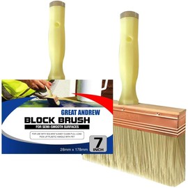 Great Andrew 7 Inch Deck Stain Brush, Deck Paint Brush, Wide Large Brush for Staining Wood Wall Fence, Lime Wash Paint Brush Applicator for Smooth Rough Textured Surfaces, Home Repair Painters Tools