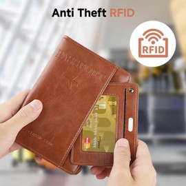 kclkda 2 Pack RFID Passport Holder UK, Leather Travel Wallet for Women & Men, Essentials Passport Wallets Case for ID Card, Credit Cards, Sim Cards, Flight Tickets, Money, Pen