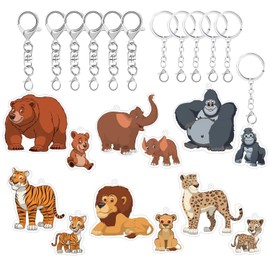 Cartoon Keychain for Kids Girls Party Favors Key Chain Bulk, Mini Cute Keyring for Classroom Prizes, Acrylic Jungle Safari Animal Keychains for Tags Goodie Backpack Bag Stuffer Supplies Christmas Gift