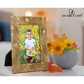 AHC HOME & LIVING Vintage Black Gold Sunflower Picture Frame 4x6 – Handcrafted Metal Photo Frame for Tabletop & Wall Display, ideal for Spring & Fall Décor, Elegant Keepsake Gift