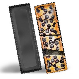 14 Inch Rectangular Tart Pan with Removable Bottom, Nonstick Quiche Pie Pan for Pies Cakes Desserts Durable Bakeware for Cheese Cakes Quiches