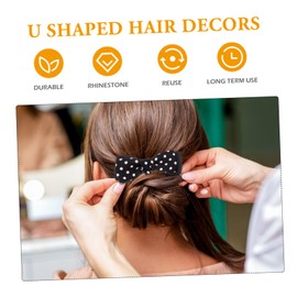 WOONEKY U-shape Hairpin Elegant Bow Design for Chignons and Updos for Weddings and Special Occasions Accessory for Long Hair Stylish for Women and Girls