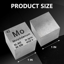 STPCTOU Molybdenum Cube Pure Metal High Density Cube Laser Engraved Cube for Element Collection Lab Material Periodic Table of Elements Collection DIY Teacher Science Creative Gift (Molybdenum,1Inch)